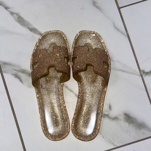 Elegant Rose Gold Slide Sandals